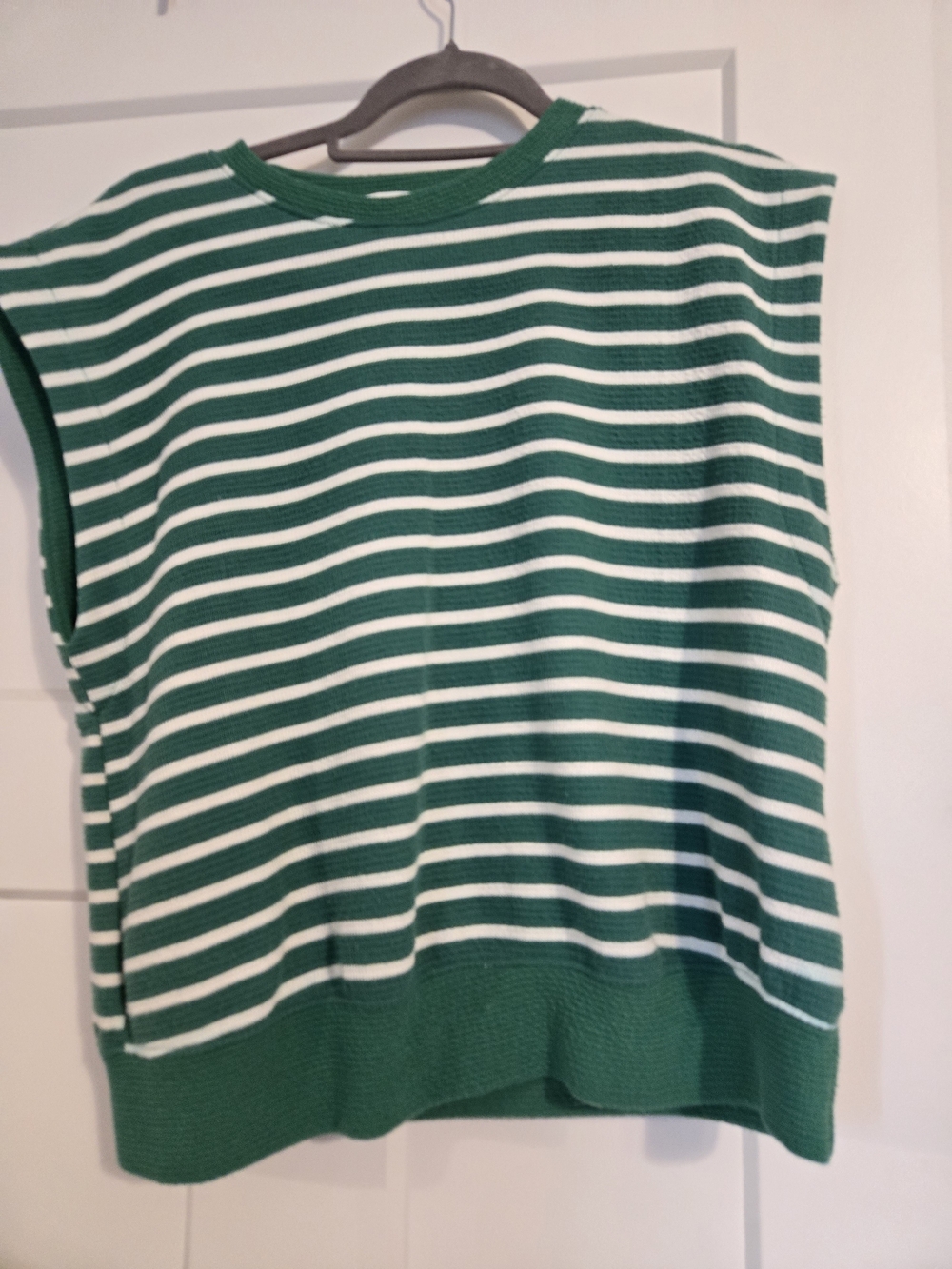 Tres Bien Green and White Striped Muscle Tee